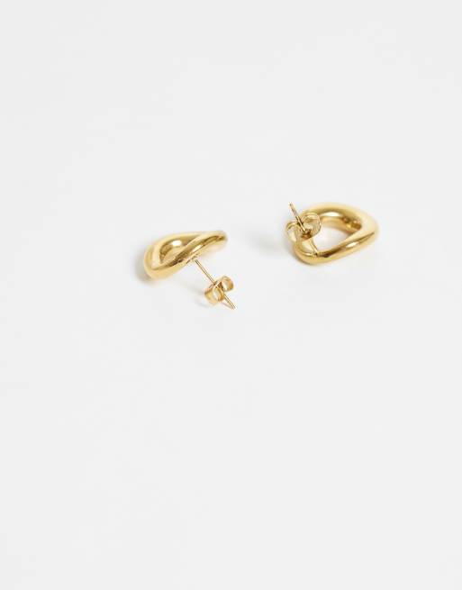 Lost Souls wavy open disc earrings in 18k gold plated stainless steel, 4 of 4