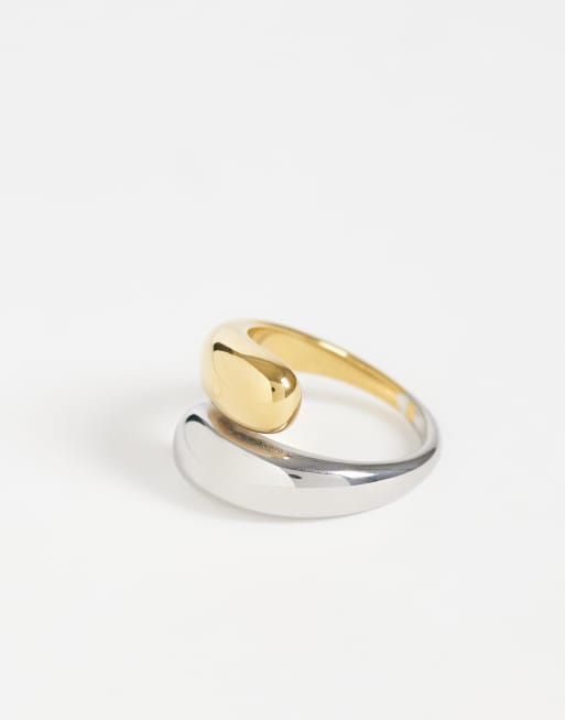 Lost Souls wrap around ring in mixed metal stainless steel, 2 of 3