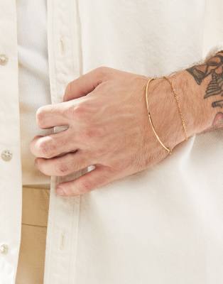 wraparound double effect minimal bracelet in 18k gold plate