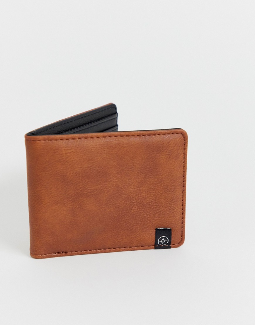 Lost tan faux leather flip wallet-Multi
