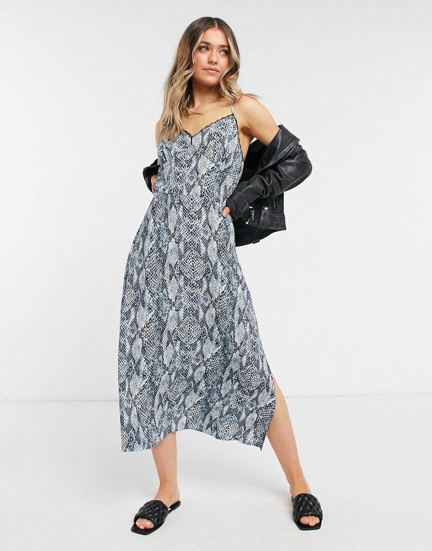 Lottie And Holly cami strap midi dress in blue