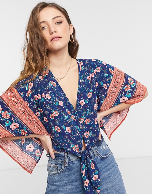 Lottie And Holly cropped printed blouse co-ord