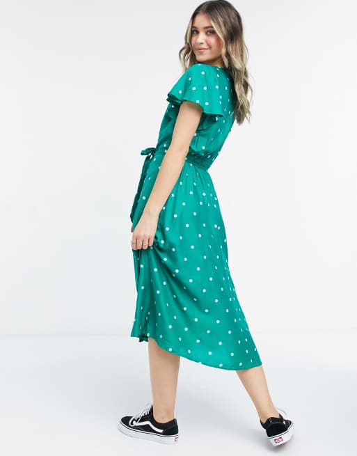 Green polka shop dot tea dress