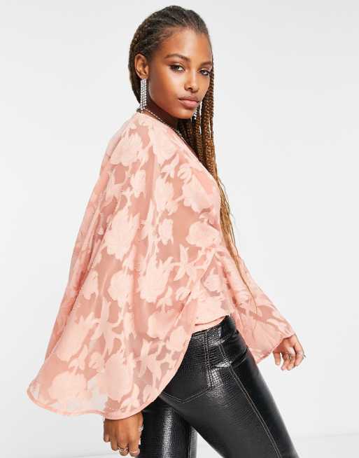 Lottie And Holly Batwing Ruffle Blouse In Peach Asos 