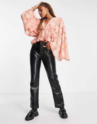 plus size ruffle leather jacket