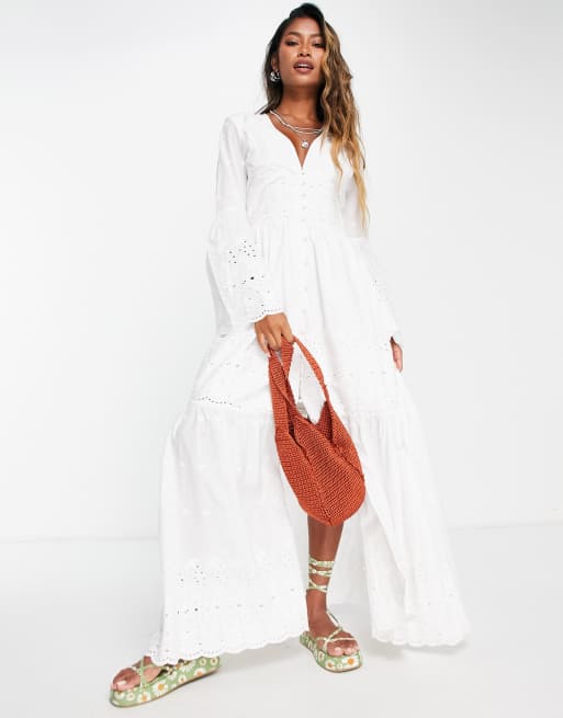 Long button 2024 down maxi dress