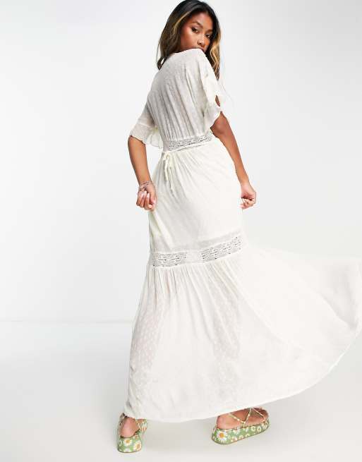 Lottie Holly button down maxi dress with flutter sleeves in