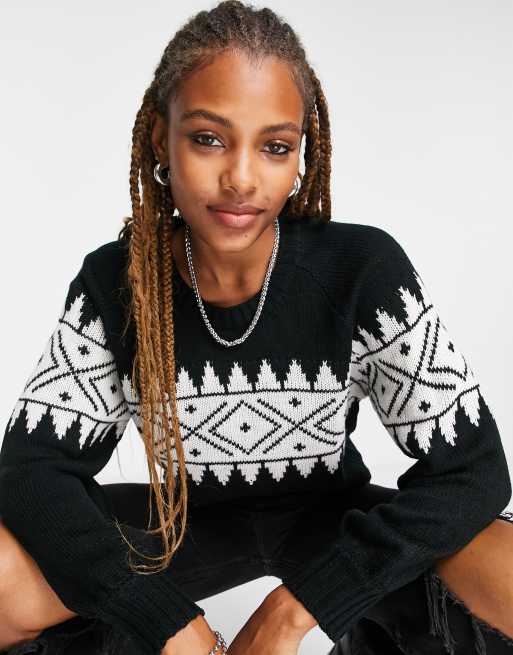 Lottie & Holly cropped jumper in geometric print