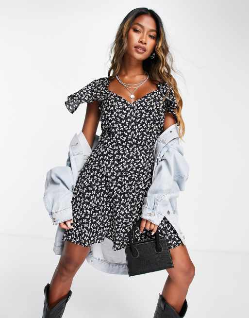 Lottie & Holly flutter split sleeve mini dress in floral print | ASOS