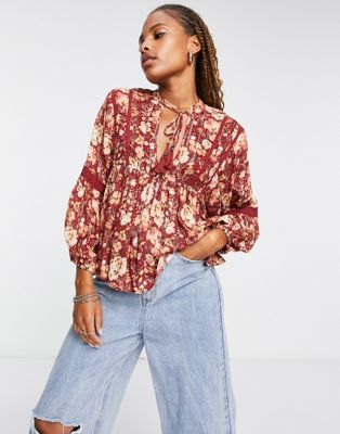 Lottie & Holly long sleeve blouse in floral print