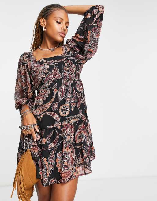 Lottie Holly mini smock dress in paisley print