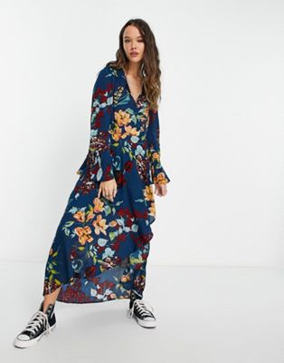 Lottie & Holly wrap front midaxi dress in floral print
