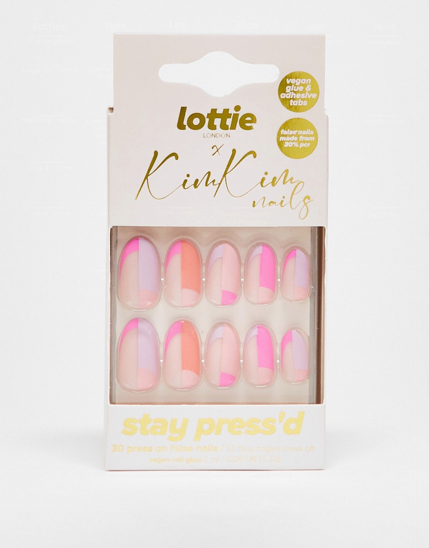 Lottie London X KimKim Stay Press’d False Nails - Colour Block Party-Multi