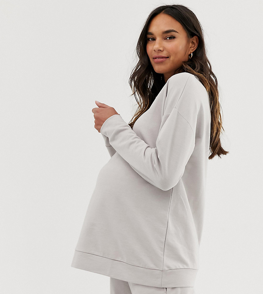 Lounge, den ultimative hyggesweatshirt fra ASOS DESIGN Maternity-Grå