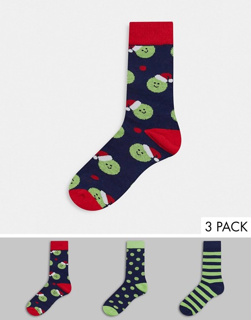 Loungeable 3 pack sprout printed socks in a gift box