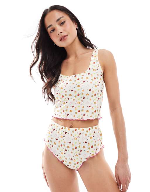 Loungeable baby waffle knit tank top and briefs pajama set 