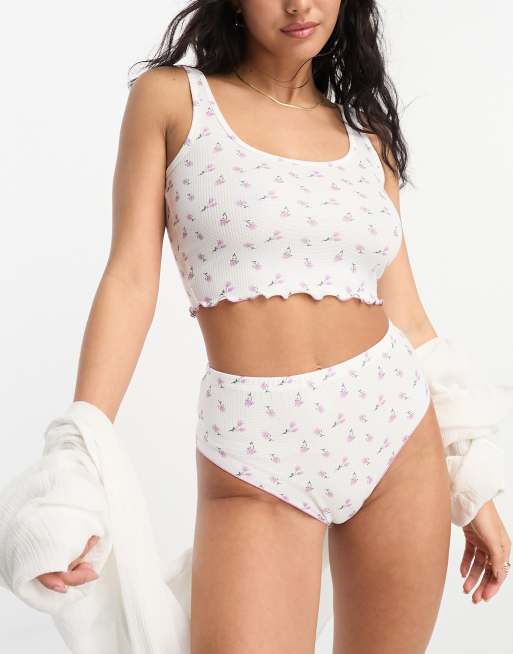 Loungeable baby waffle singlet and knickers short pyjama set in ditsy floral