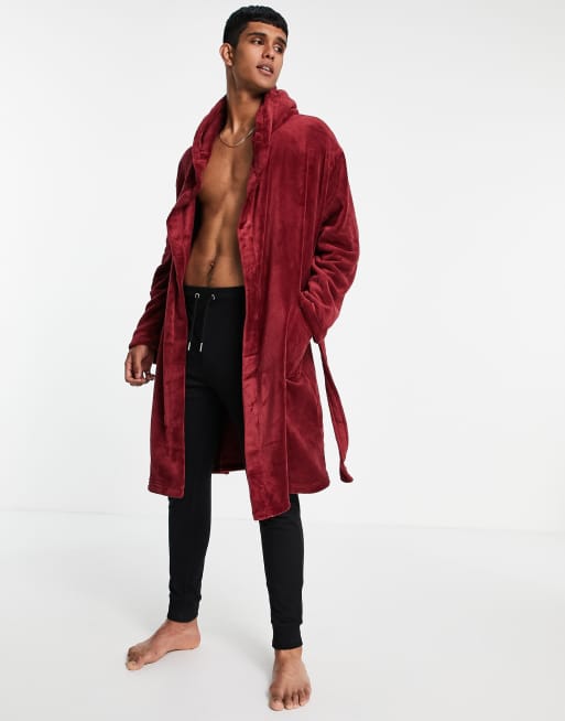 Loungeable – Bademantel aus Fleece in Rot