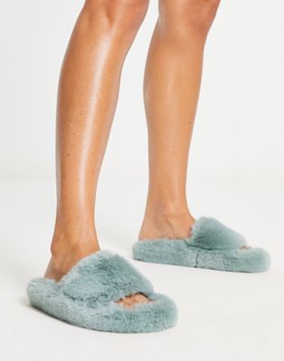 Loungeable bar super fluffy slipper in teal