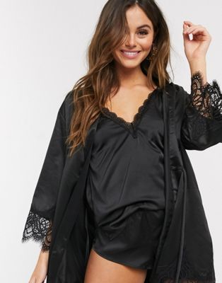 black satin dressing gown
