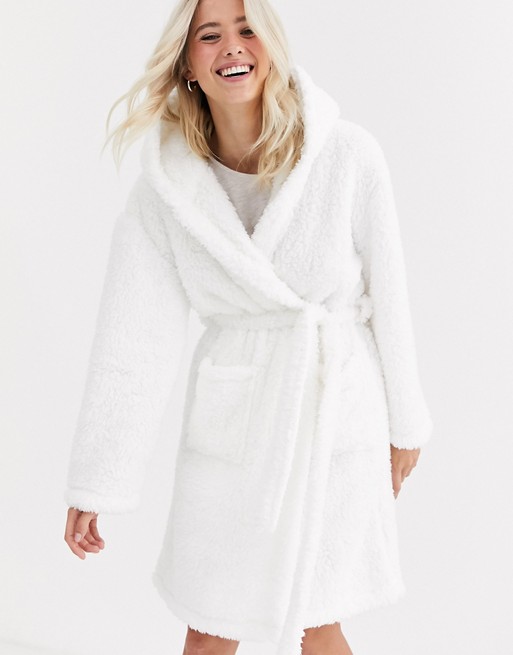 Loungeable borg dressing gown with hood