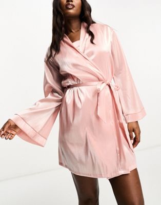 Loungeable bridesmaid taffeta short robe in blush pink - ASOS Price Checker
