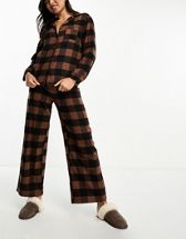 Loungeable Plus Teddy Bear Long Shirt And Pants Pajama Set in White