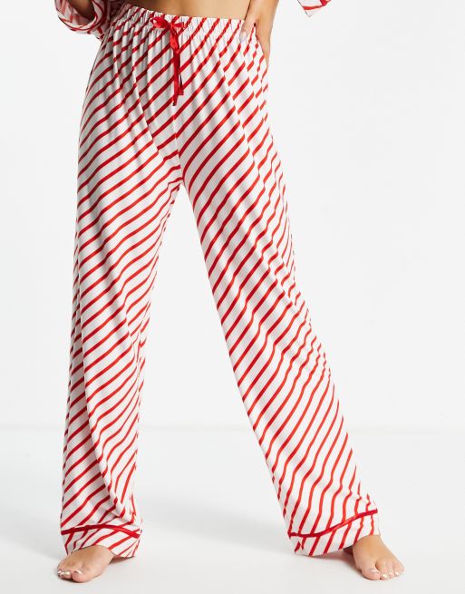 Kickee Pants Women's Collared Pajama Set - Strawberry Candy Cane Stripe