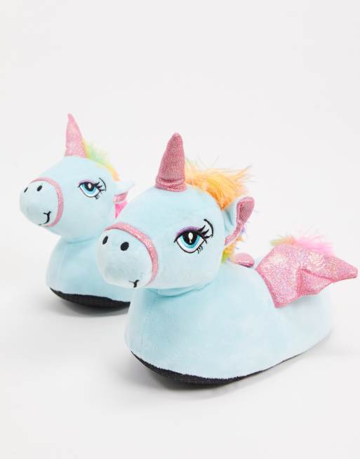 Loungeable - Chaussons motif licorne ailée en 3D - Bleu ...