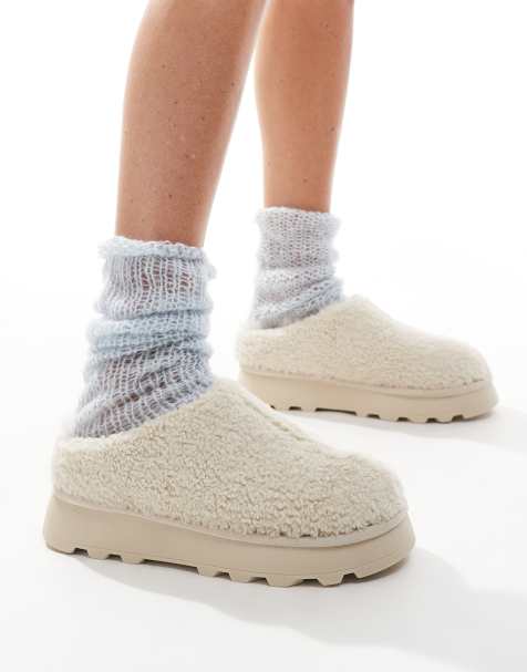Loungeable - Chaussons mules chunky en imitation peau de mouton - Crème - view 1