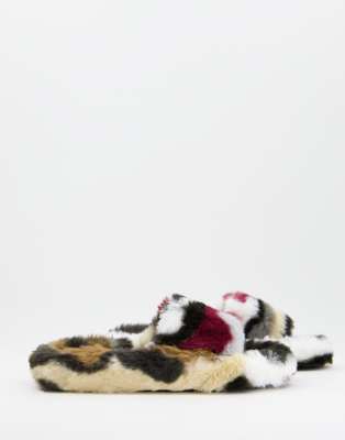 Loungeable - Chaussons style claquettes ultra duveteux - Multicolore