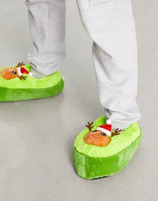 Loungeable christmas avocado slippers in green