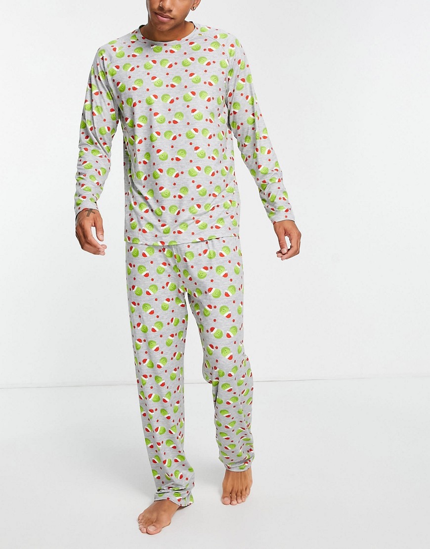 Loungeable christmas brussel sprouts pyjamas in grey