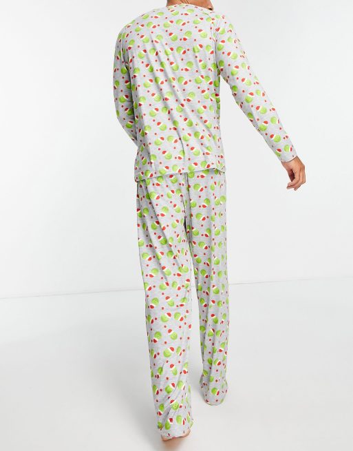 Loungeable christmas brussel sprouts pyjamas in grey