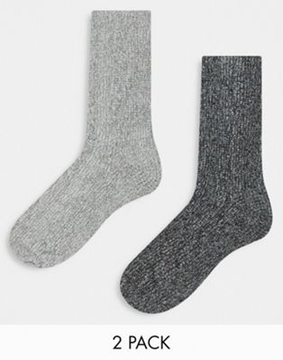 Loungeable cable knit socks in greys