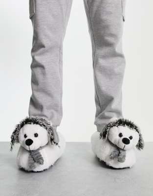 Loungeable Christmas Polar Bear Slippers In White