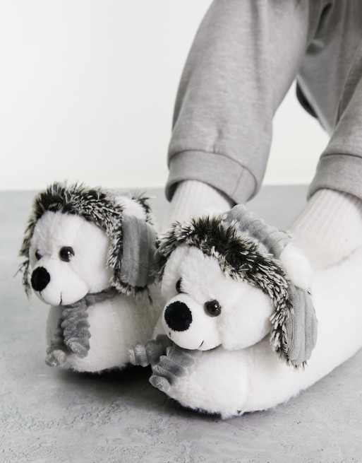 Loungeable christmas polar bear slippers in white ASOS