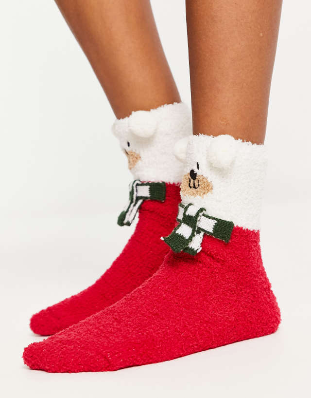 Loungeable Christmas polarbear socks gift box in white