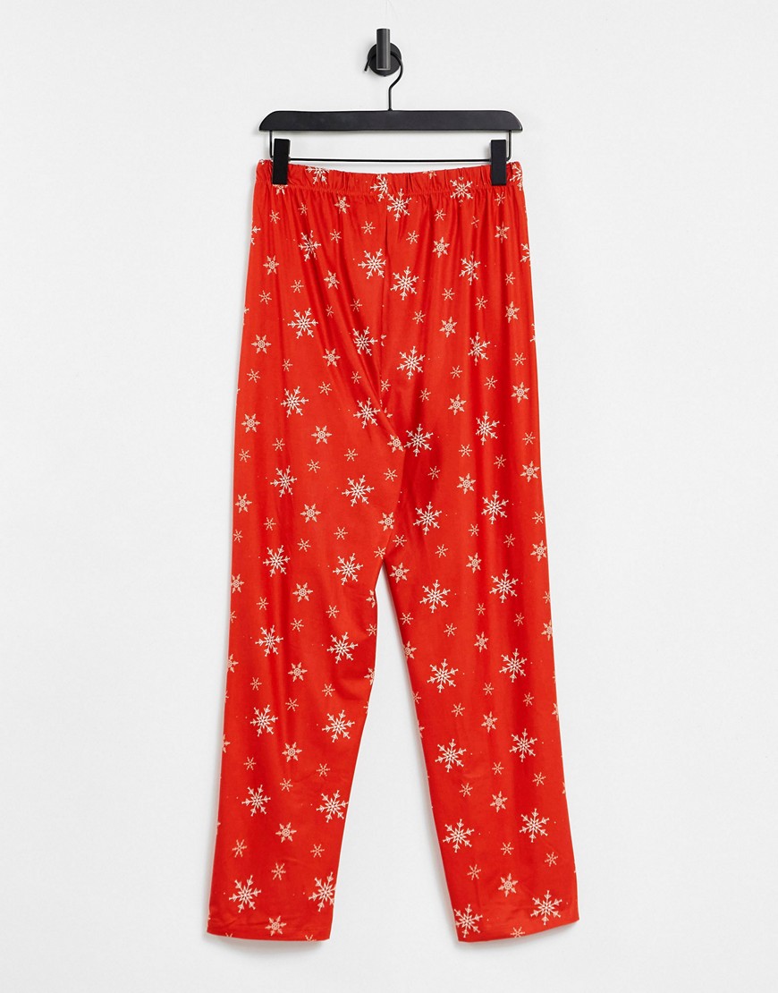 Loungeable christmas snowflake pajamas in red and black-Multi