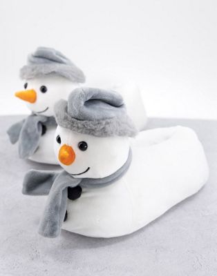 Loungeable christmas snowman slippers in white