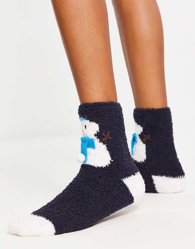 Loungeable Christmas snowman socks gift box in white and blue