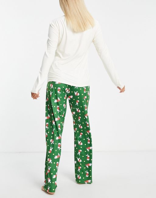 Loungeable Curve satin jacquard spot revere pajama set emerald green -  ShopStyle