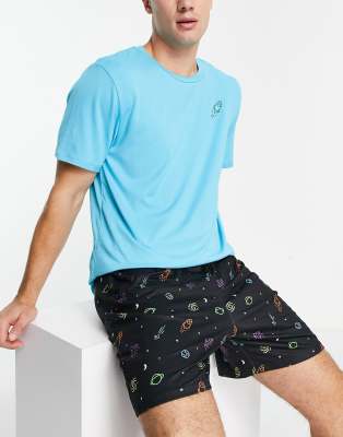 ONLY & SONS - Pigiama grigio a quadri con pantaloncini e T-shirt