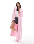 [Loungeable] Loungeable cosy sherpa hooded maxi dressing gown in candy pink 12 PINK