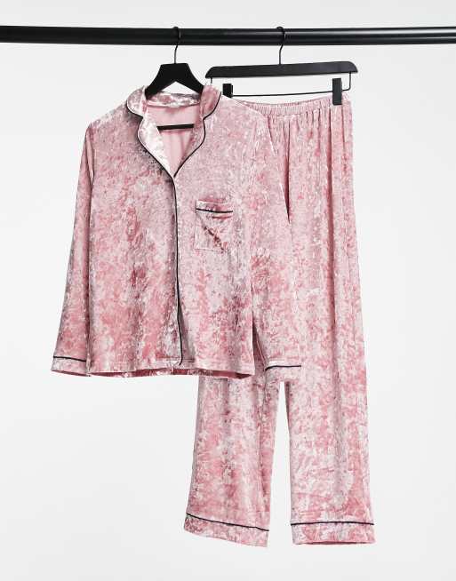 Pink crushed 2024 velvet pyjamas