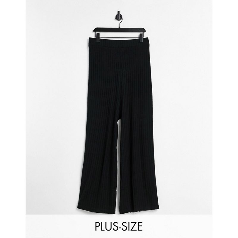 Abbigliamento da casa  Loungeable Curve - Mix & Match - Pantaloni a fondo ampio in maglia morbida a coste neri