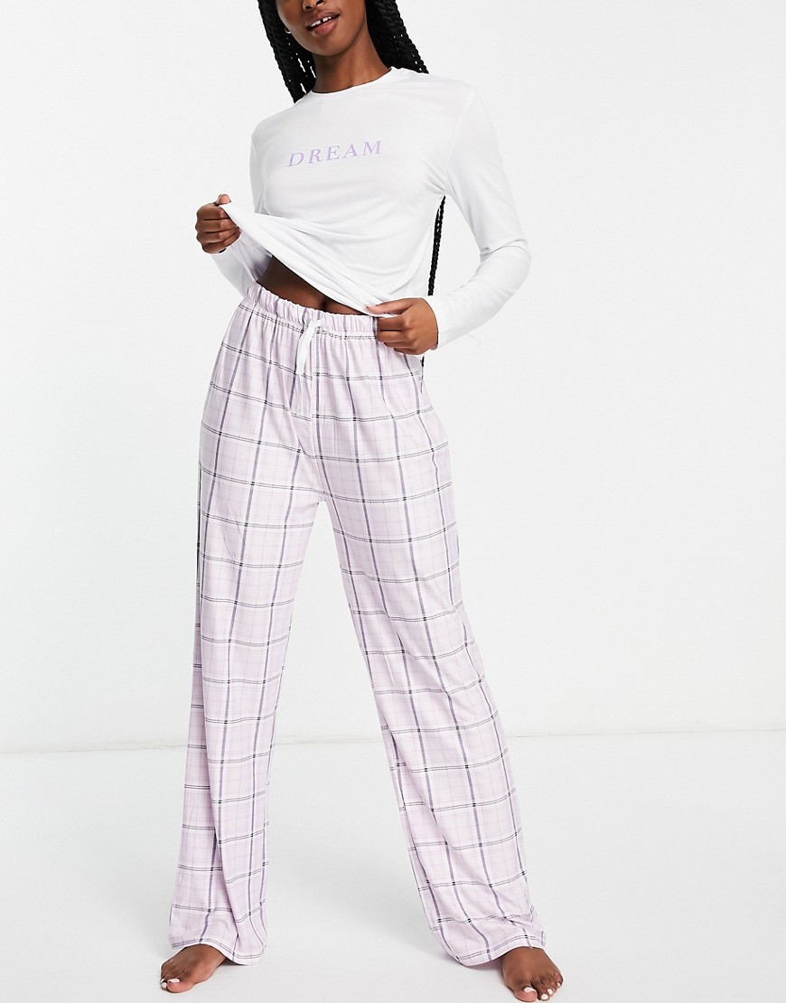Loungeable 'Dream' pajama set in purple check
