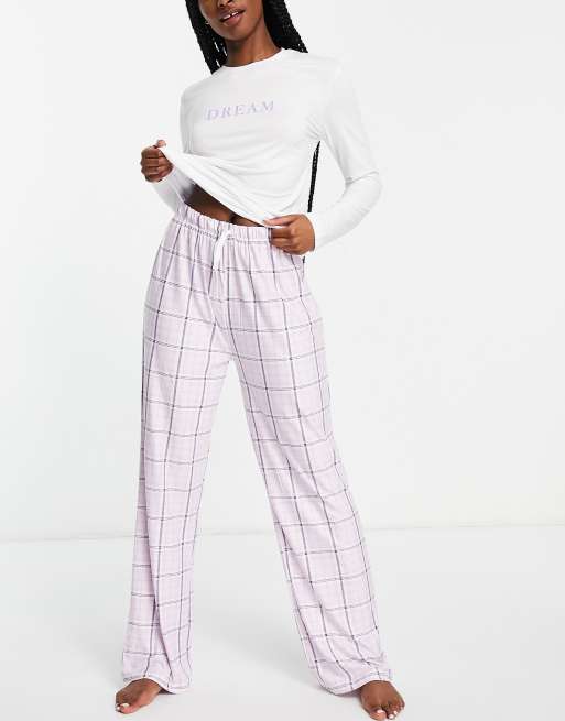 Loungeable - Dream - Pyjamaset in paars met ruiten