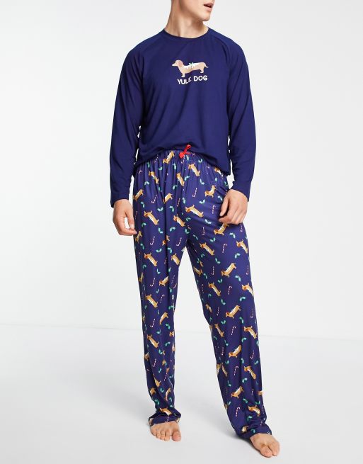 Loungeable - Ensemble de pyjama à imprimé chien de Noël - Bleu marine, 2 de 4