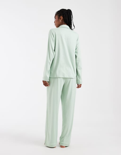Loungeable - Ensemble de pyjama ample en jersey ultra-doux avec col à revers - Vert, 4 de 4
